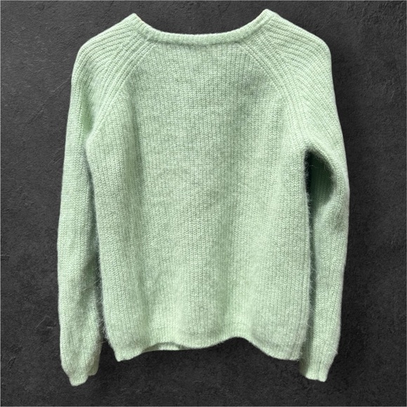 NWOT 🦙 Baby Alpaca Pacas Chic Minimalist Seafoam Mint Crew Neck Sweater L - Picture 6 of 12
